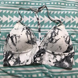 VS PINK white marble strappy bralette